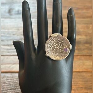 .925 Silver & Amethyst Free Form Ring